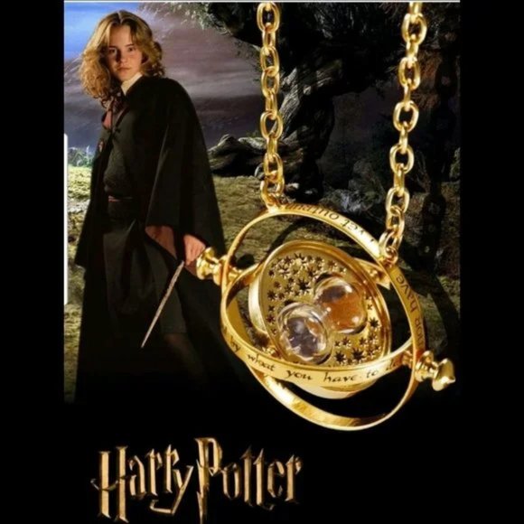 Harry Potter Gold Time Turner Sand Glass Pendant Necklace New - Picture 5 of 5